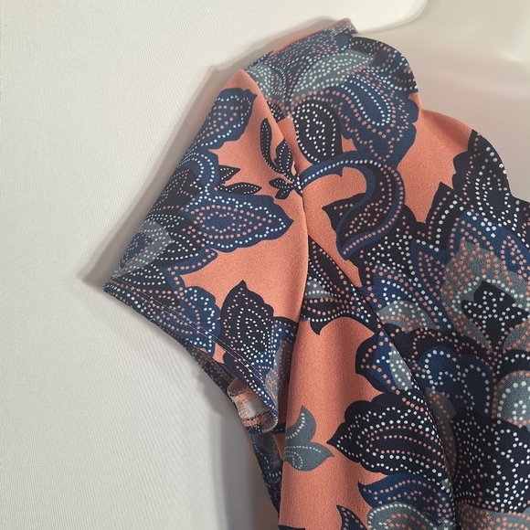 I Le New York Womens Flare Dress Floral Short Sleeve Scallop Neck Officecore 12 - Picture 5 of 12